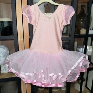 Ballet dance tutu leotard dress costume ballerina girls tulle bow ribbon